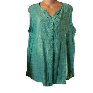 Grand &‎ Greene Women's Sleeveless Top NWT Green White